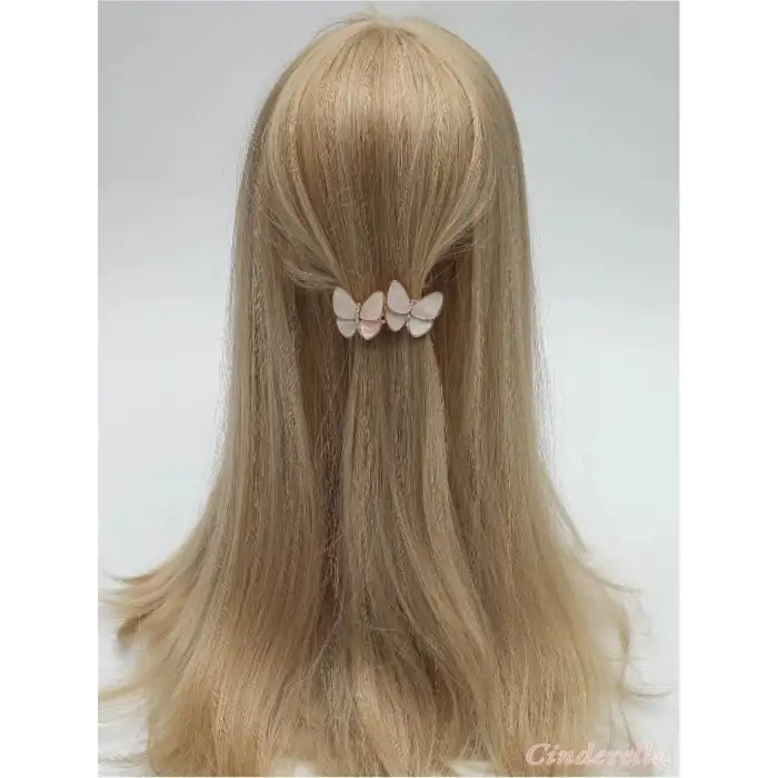 Fransız Sedef Kelebek Tasarım Kristal Taşlı Otomatik Klipsli Toka - Kadın Trend Saç Topuz Tokası