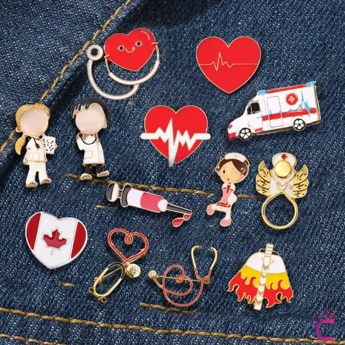 Hemşire Sağlıkçı Doktor Pin Broş - Takı Aksesuar Charm Çanta Ceket Yaka İğnesi Rozeti Meslek Broşu