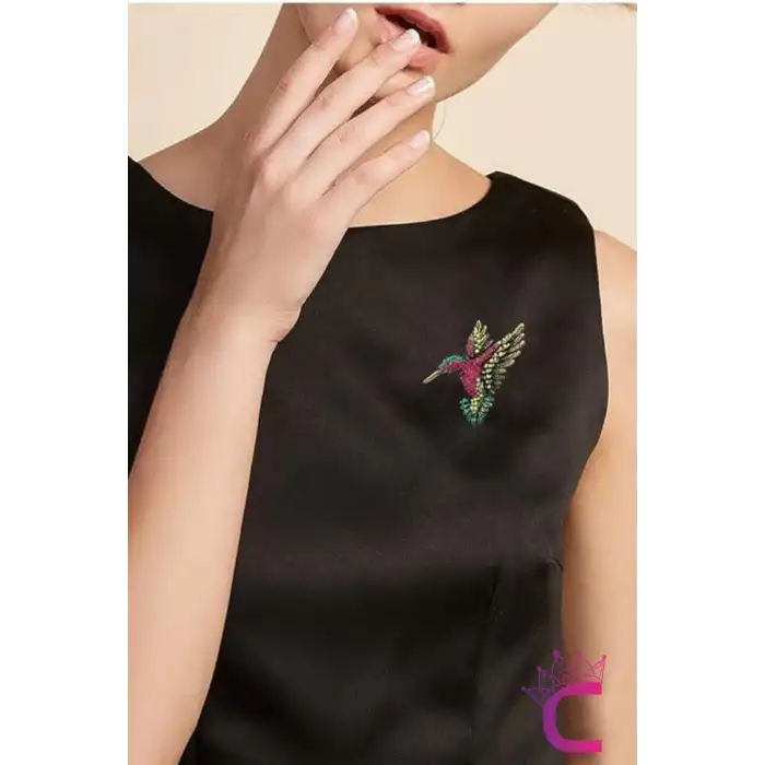 HummingBird Tasarım Kadın Zirkon Taşlı Kuş Broş - Hediyelik Arkadaşa Sevgili Eşe Anneye Yaka İğnesi