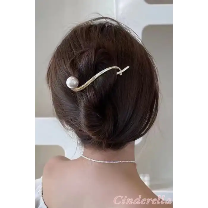 Kadın İnci Taşlı Gold Klips Toka - Lüks Yeni Sezon Kıstırmalı Topuz Saç Tokası