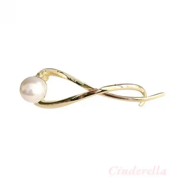 Kadın İnci Taşlı Gold Klips Toka - Lüks Yeni Sezon Kıstırmalı Topuz Saç Tokası