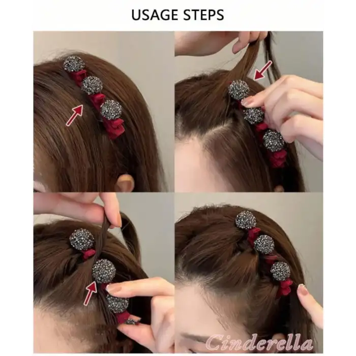 Kalpli Saç Bükücü Kadife Dokulu Yan Saç Tokası Siyah - Mini Taşlı Pens Klips Toka Saç Aksesuarı