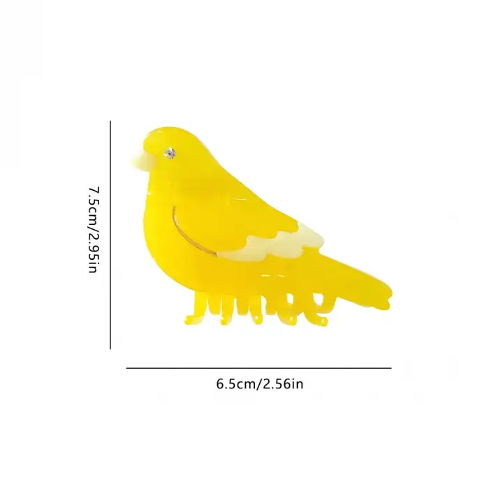 Kanarya Model Lüks Asetat Orta Boy Kemik Mandal Toka 7.5cm - Yazlık Sezon Mandallı Saç Topuz Tokası