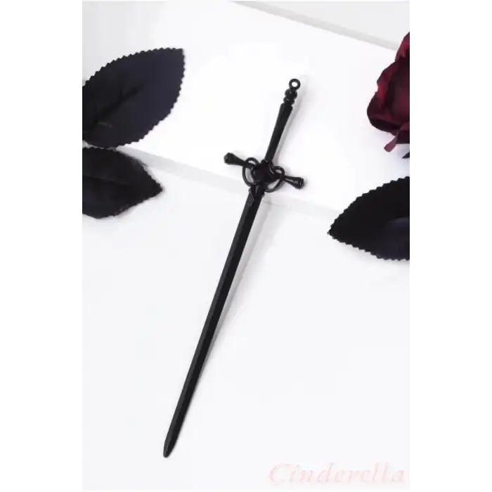 Kılıç Tasarım Kadın Moda Siyah Metal Topuz Tokası 20cm - Sade ve Zarif Uzun Saç Topuz Çubuğu