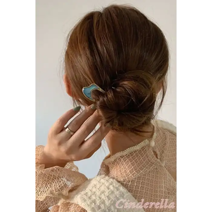 Kıvrımlı Sedef Detaylı Metal Topuz Tokası - Çubuk Saç Tokası - Saç Çubuğu