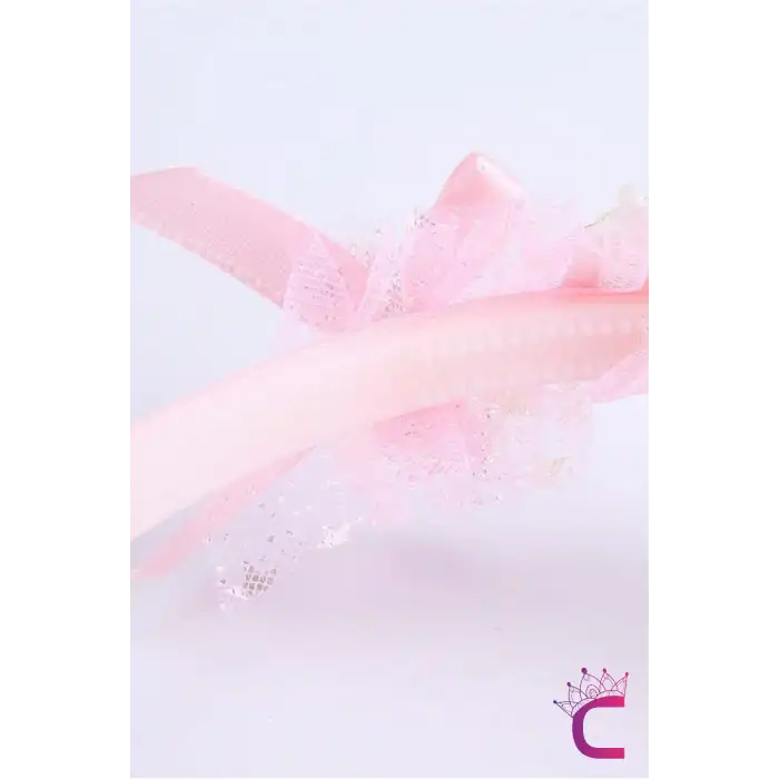 Kız Çocuk Sevimli Fiyonklu Unicorn Taç Pembe - Kurdele Çocuk Taç Saç Bandı Toka Prenses Tacı