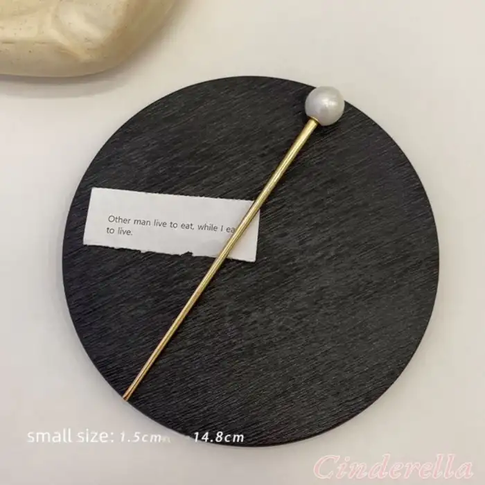 Küçük Boy İncili Metal Çubuk Topuz Toka Gold - Kadın Trend İnci Taşlı Saç Topuz Tokası