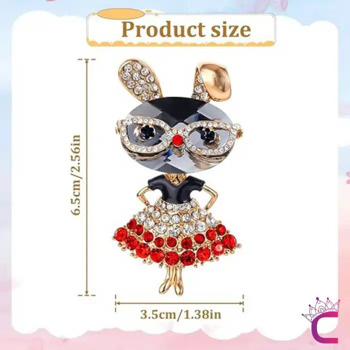 Lady Rabbit Özel Tasarım Taşlı Kadın Broş - Hediyelik Sevgiliye Kız Arkadaşa Eşe Ceket Yaka İğnesi