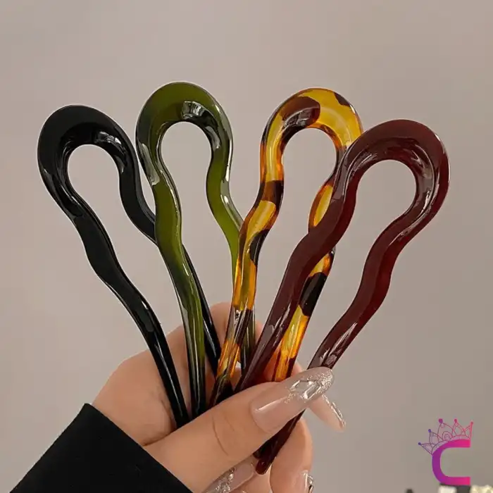 Leopar Desen Geometrik Tasarım Asetat Kadın Saç Topuz Tokası 12.5 cm - Çubuk Toka Saç Çubuğu