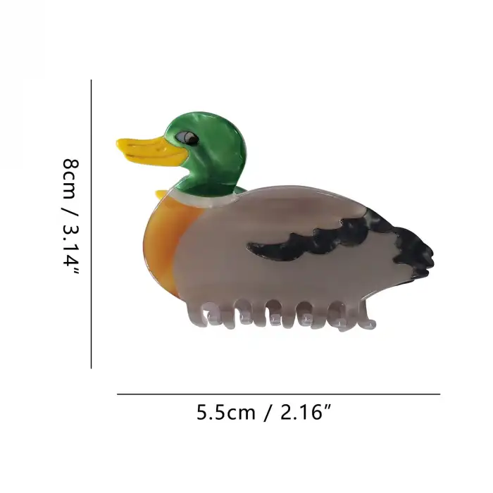 Mandalina Ördeği Model Lüks Asetat Kemik Mandal Toka 8cm - Yazlık Deniz Kadın Mandallı Saç Tokası
