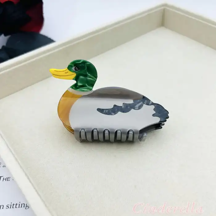 Mandalina Ördeği Model Lüks Asetat Kemik Mandal Toka 8cm - Yazlık Deniz Kadın Mandallı Saç Tokası