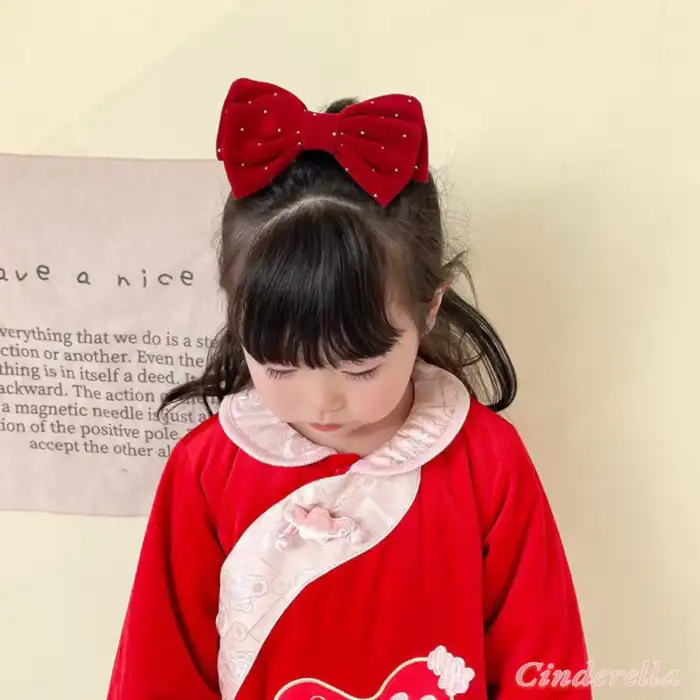 Mini Parlak Taşlı Mat Kadife Fiyonk Otomatik Toka Siyah - Zarif Fiyonklu Kurdele Kadın Saç Tokası