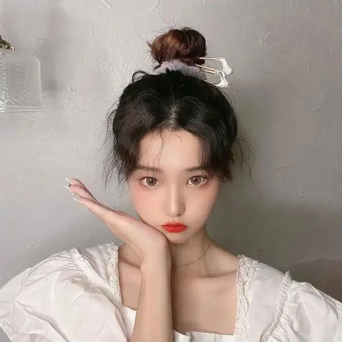 Oval Pembe & Beyaz Detaylı Metal Topuz Tokası - Çubuk Saç Tokası - Saç Çubuğu