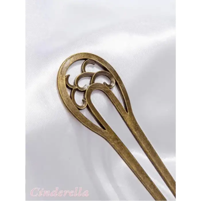 Oymalı Boho Tarz Metal Topuz Tokası 16cm - Antik Vintage Model Çubuk Saç Topuz Çubuğu