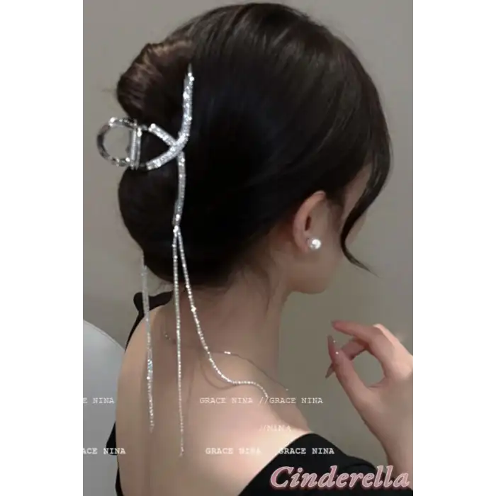 Özel Gün Kristal Taşlı Sarkıt Model Büyük Metal Mandal Toka - Yeni Trend Kadın Mandallı Saç Tokası