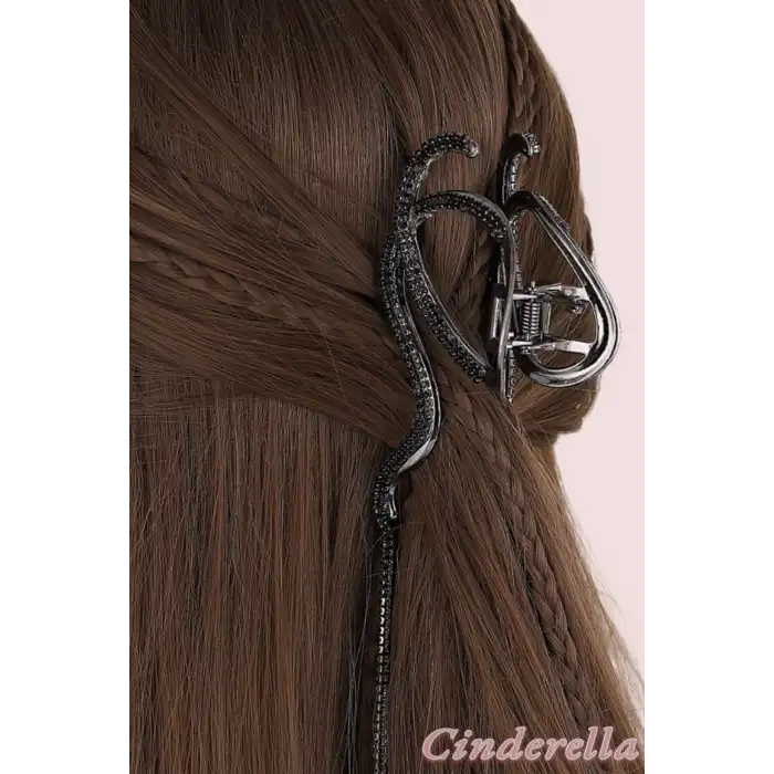 Özel Kristal Taşlı Sarkıt Model Büyük Boy Metal Mandal Toka - Kadın Yeni Sezon Mandallı Saç Tokası