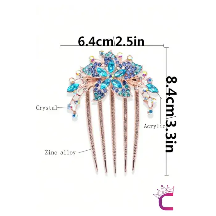 Zarif Rhine-Stone Kristal Taşlı Taraklı Saç Topuz Tokası Mor - Gelin Nedime Saç Aksesuar Tarak Toka