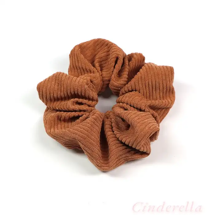 Pamuklu Yumuşak Kumaş Kadın Büyük Scrunchie Toka Açık Kahve - Rahat Simit Lastik Saç Tokası