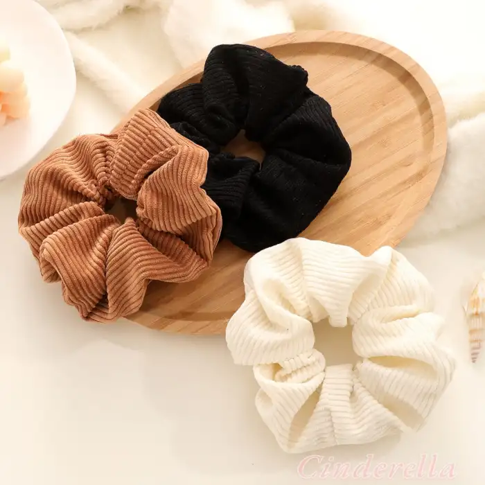 Pamuklu Yumuşak Kumaş Kadın Büyük Scrunchie Toka Krem - Rahat Simit Lastik Saç Tokası