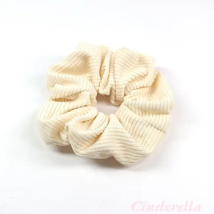 Pamuklu Yumuşak Kumaş Kadın Büyük Scrunchie Toka Krem - Rahat Simit Lastik Saç Tokası