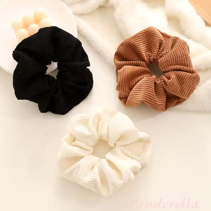 Pamuklu Yumuşak Kumaş Kadın Büyük Scrunchie Toka Siyah - Rahat Simit Lastik Saç Tokası