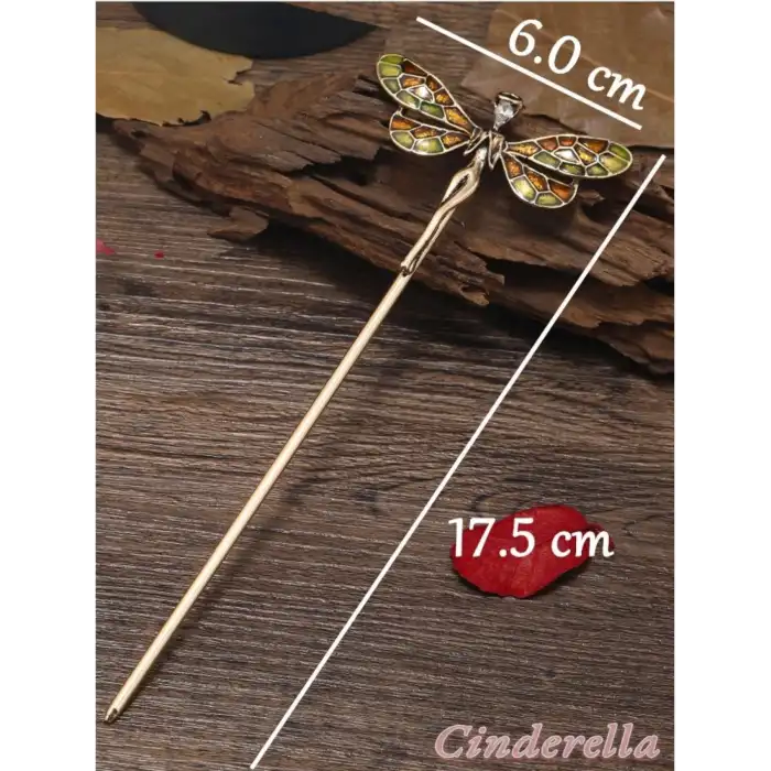 Peri Butterfly Tasarım Boho Metal Topuz Tokası 17cm - Yeni Trend Çubuk Toka Saç Topuz Çubuğu