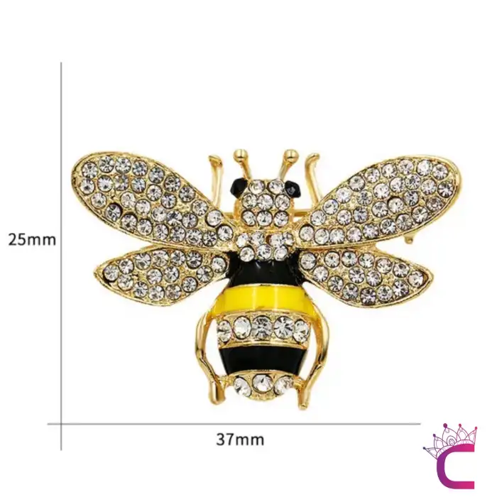 RhineStone Taşlı Tasarım Kadın Arı Broş - Hediyelik Aksesuar Elbise Ceket Yaka İğnesi Arılı Broş