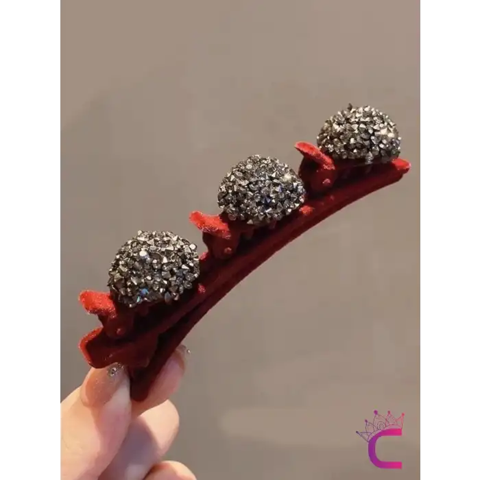 Saç Bükücü Kadife Dokulu Yan Saç Tokası Bordo - Mini Taşlı Yumuşak Klips Pens Toka Saç Aksesuarı