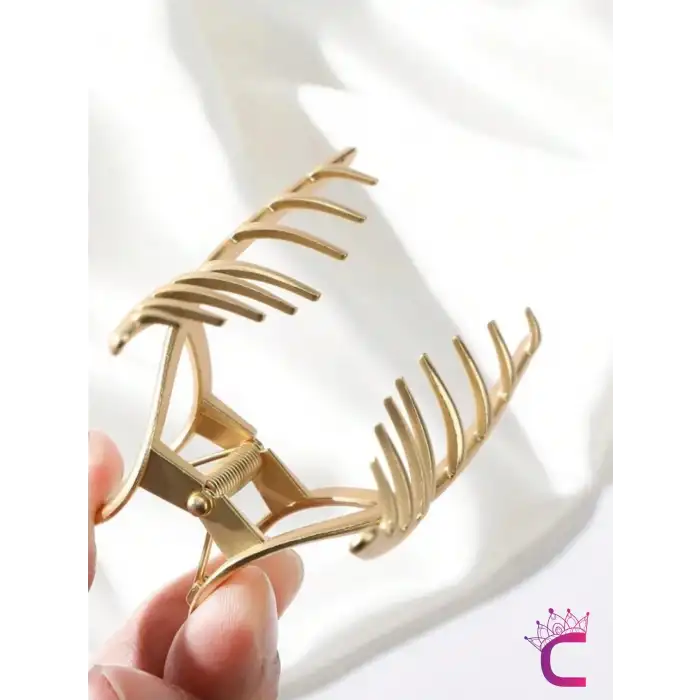 Sade Şık Klasik Model Gold Metal Kadın Mandal Toka 11.5cm- Hediyelik Zarif Mandallı Saç Topuz Tokası