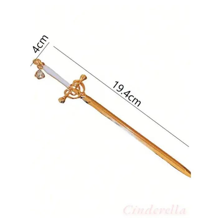 Sarkıt Yapay Elmaslı Beyaz Kılıç Tasarım Metal Topuz Saç Tokası 19cm - Yeni Sezon Gotik Çubuk Toka