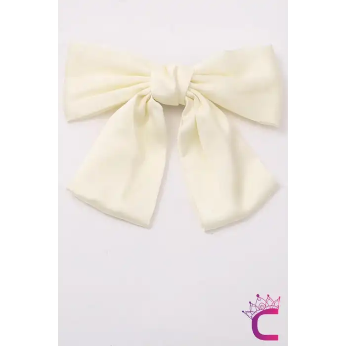 Saten Fiyonklu Kurdele - Zarif Kadın Otomatik Büyük Fiyonk Toka Kurdeleli Klipsli Saç Tokası