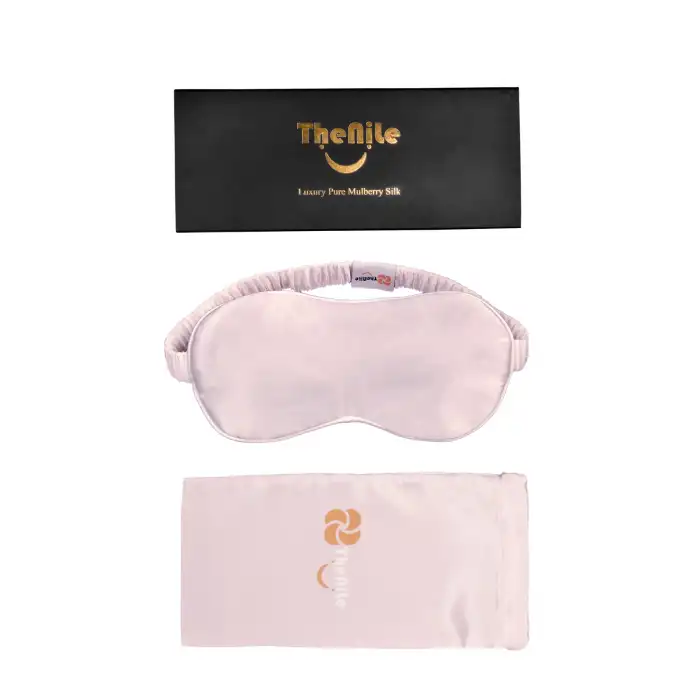 Sertifikalı %100 Saf İpek Uyku Maskesi Pembe - Seyahat Taşıma Kılıflı Terletmez Uyku Gözlüğü Bandı