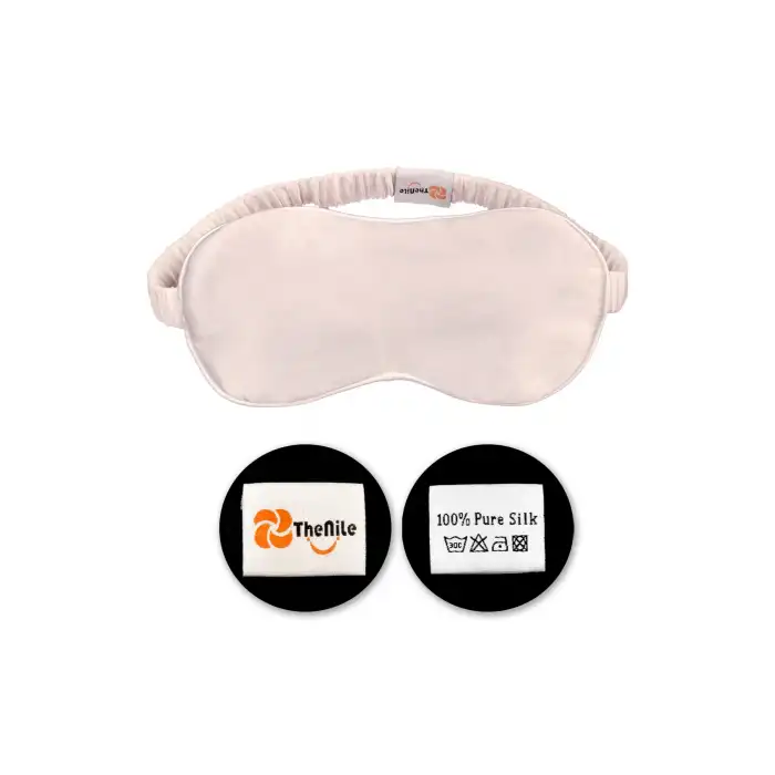 Sertifikalı %100 Saf İpek Uyku Maskesi Açık Pembe - Seyahat Taşıma Kılıflı İnce İpek Uyku Göz Bandı