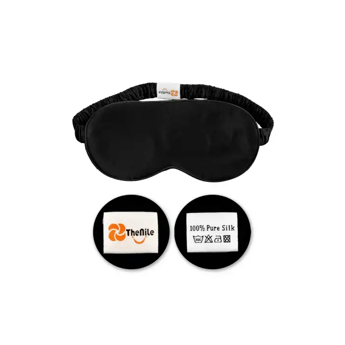 Sertifikalı %100 Saf İpek Uyku Maskesi Siyah - Seyahat Taşıma Kılıflı Terletmez İpek Uyku Göz Bandı