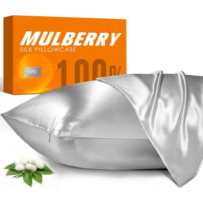 Sertifikalı %100 Saf İpek Yastık Kılıfı Gümüş Gri 50x70cm - Kadın Saç Güzellik Bakımı İpek Kılıf