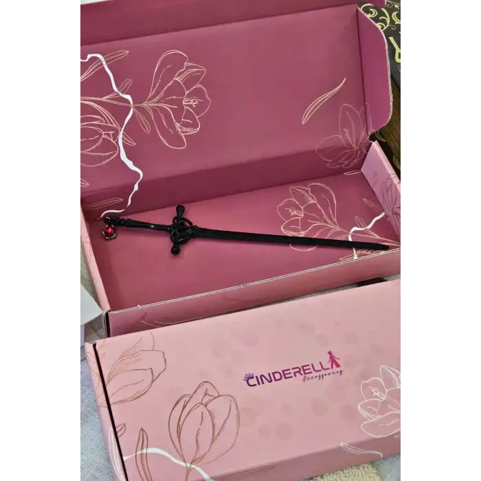 Sevgililer Günü Özel Hediyelik Taşlı Siyah Kılıç Topuz Tokası Arkadaşa Sevgiliye Doğum Günü Hediyesi