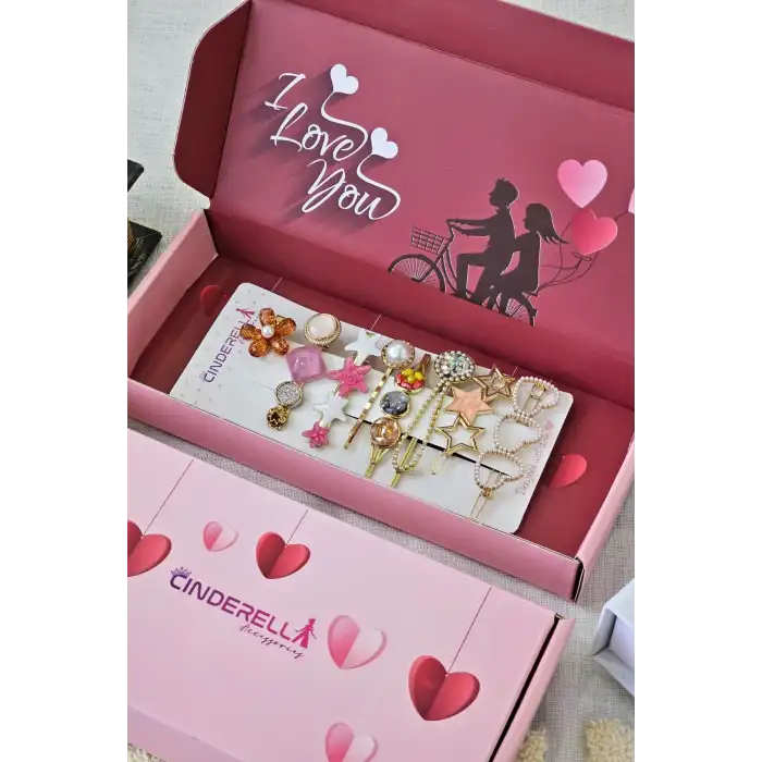 Sevgiliye Özel Kutulu Hediyelik Toka Seti - Kadına Kız Arkadaşa Yılbaşı Sevgililer Günü Hediyesi