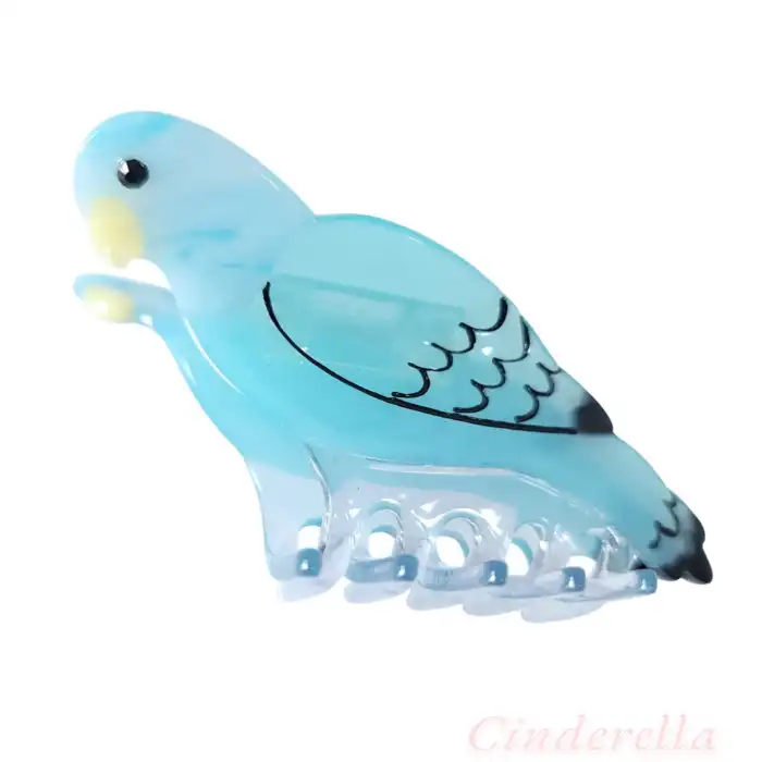 Soluk Mavi Muhabbet Kuşu Lüks Asetat Mandal Toka 8.5cm - Deniz Aksesuar Kadın Mandallı Saç Tokası