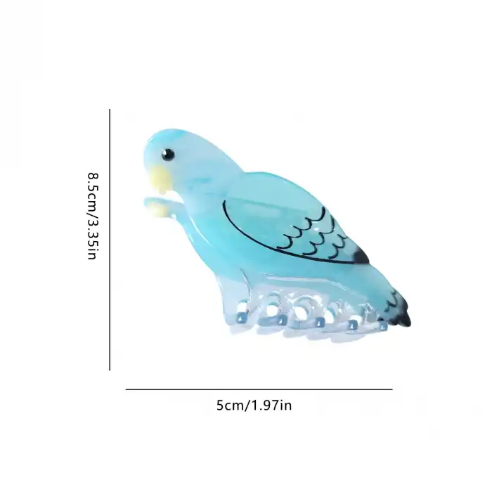 Soluk Mavi Muhabbet Kuşu Lüks Asetat Mandal Toka 8.5cm - Deniz Aksesuar Kadın Mandallı Saç Tokası