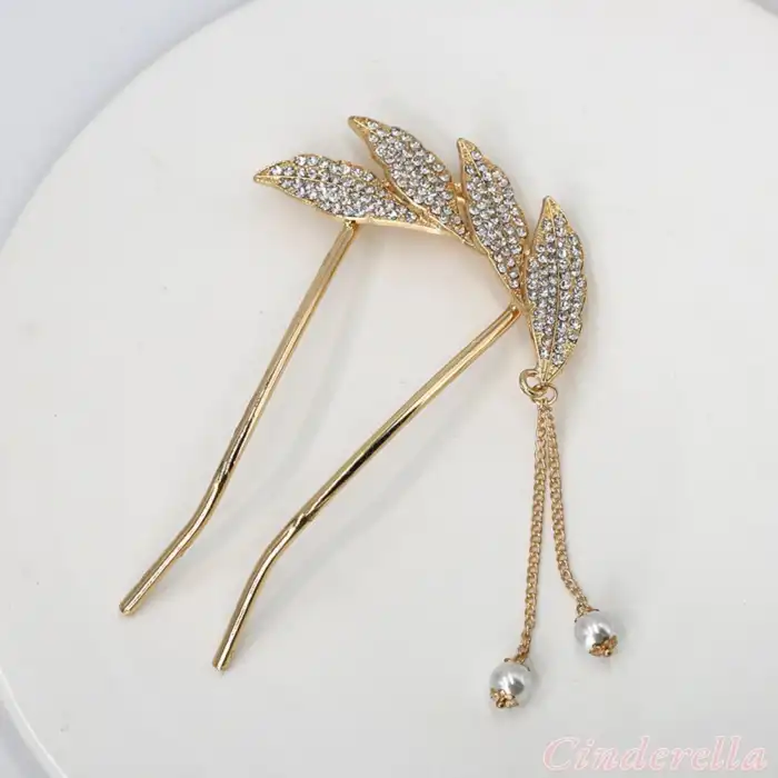 Tüy Tasarım Sallantılı İncili Metal Topuz Tokası - Anne Öğretmen Arkadaş Hediyelik Saç Aksesuarı