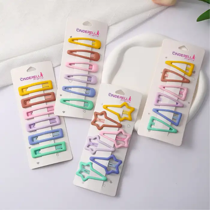 Üçgen Model Çıtçıt Toka Seti - Renkli Çıt Çıt Saç Tokası - Kız Çocuk Çıtçıtlı Yan Toka