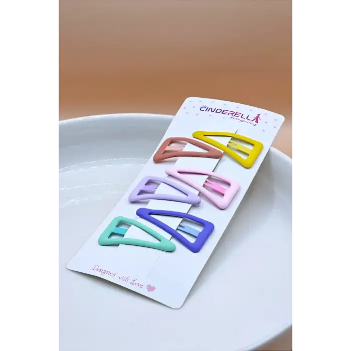 Üçgen Model Çıtçıt Toka Seti - Renkli Çıt Çıt Saç Tokası - Kız Çocuk Çıtçıtlı Yan Toka