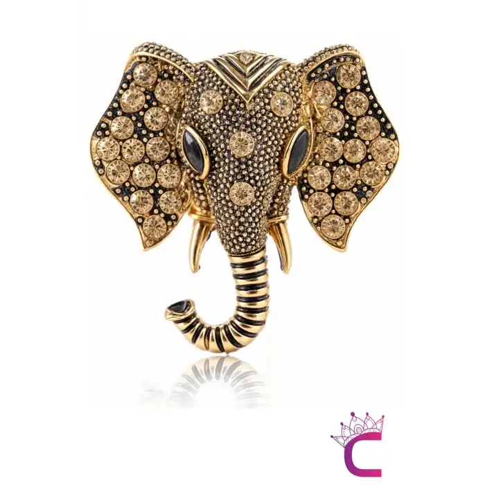 Vintage Unisex Kadın Erkek Tasarım Fil Broş - Hediyelik Damatlık Takım Elbise Yaka Rozeti İğnesi