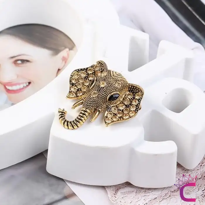 Vintage Unisex Kadın Erkek Tasarım Fil Broş - Hediyelik Damatlık Takım Elbise Yaka Rozeti İğnesi