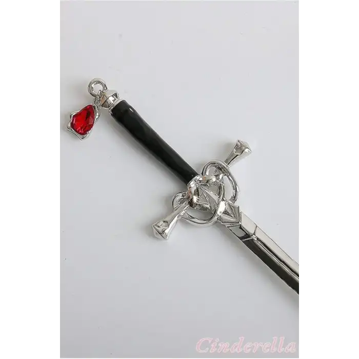 Yapay Elmaslı Kılıç Tasarım Metal Topuz Saç Tokası 20cm - Yeni Trend Boho Gotik Tarz Çubuk Toka