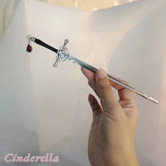 Yapay Elmaslı Kılıç Tasarım Metal Topuz Saç Tokası 20cm - Yeni Trend Boho Gotik Tarz Çubuk Toka