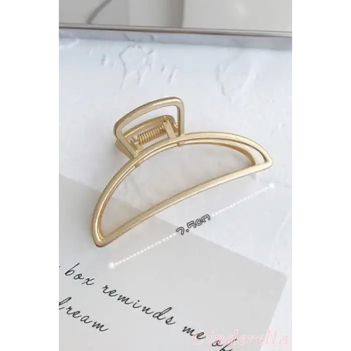 Yarım Ay Model Kadın Gold Metal Mandal Toka - Orta Boy Sıkı Toplayan Lüks Mandal Saç Tokası
