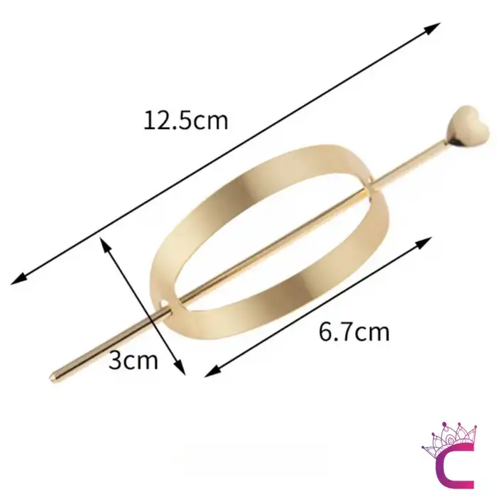 Yarım Ay Tasarım Kalpli Kadın Gold Metal Topuz Tokası - Saç Topuz Toka Çubuk Toka Saç Çubuğu