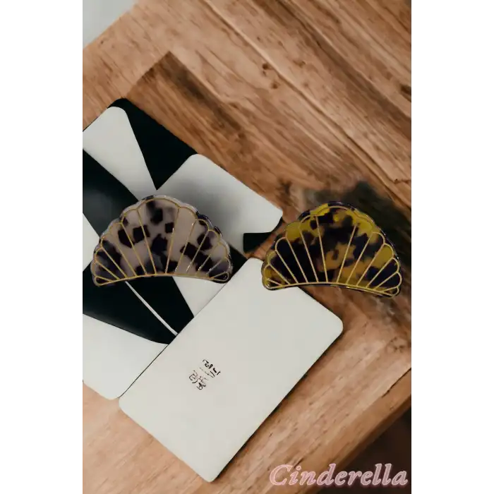 Yeni Trend Deniz Kabuğu İstiridye Lüks Kemik Mandal Toka - Gold Detaylı Modern Sıkı Saç Tokası