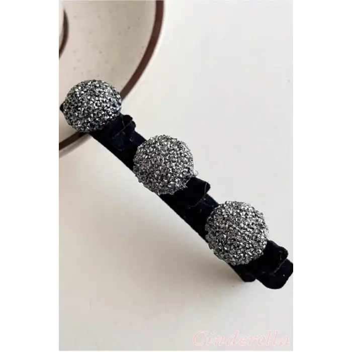 Saç Bükücü Kadife Dokulu Yan Saç Tokası Siyah - Yeni Trend Taşlı Pens Klips Toka Saç Aksesuarı